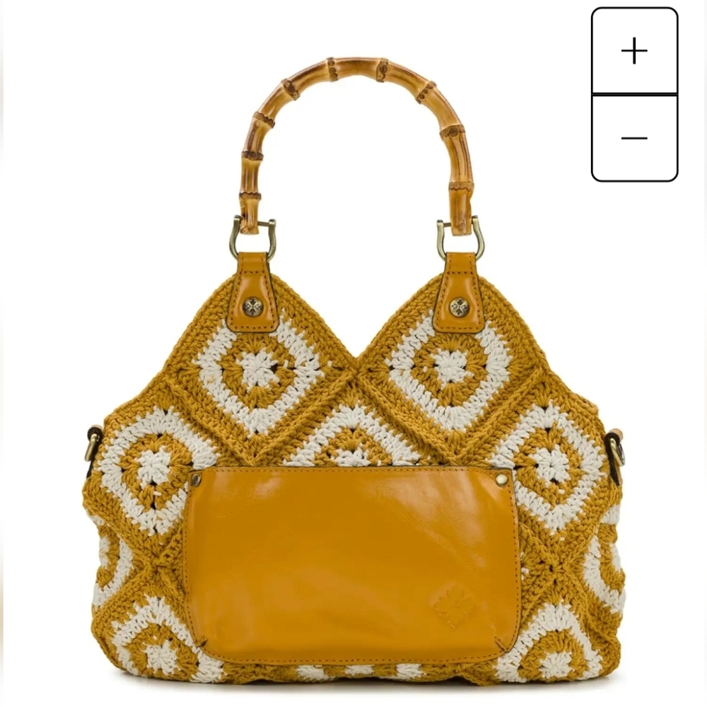 Patricia Nash Mustard and White Crochet Crossbody/Tote - Picture 5 of 10